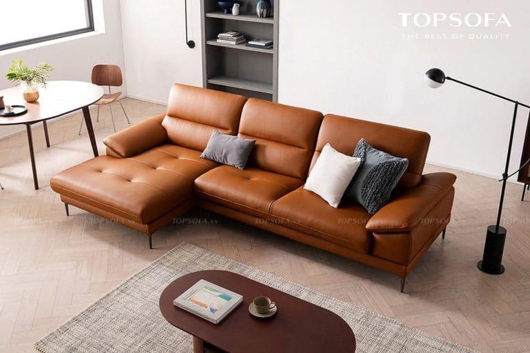 Sofa da phòng khách mang đến vẻ đẹp sang trọng, hiện đại